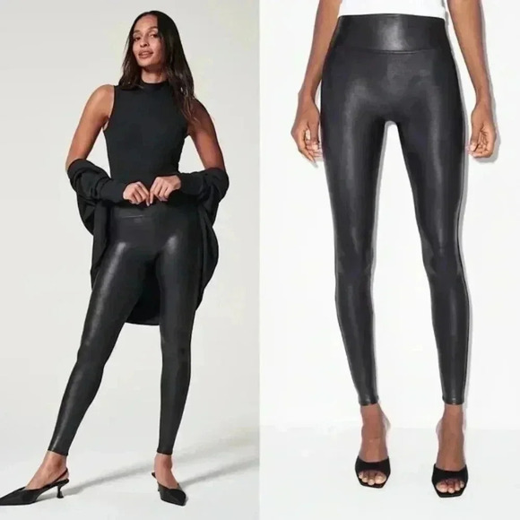 Spanx Faux Leather Leggings Black X-Small Petite